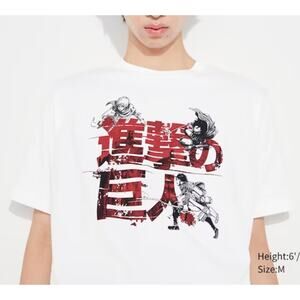 Uniqlo x Attack on Titan Eren Mikasa Armin Graphic T-shirt in White Unisex M